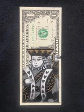The Real King 1 Dollar Bill Original painting Graffiti Art Street Art Poker Art