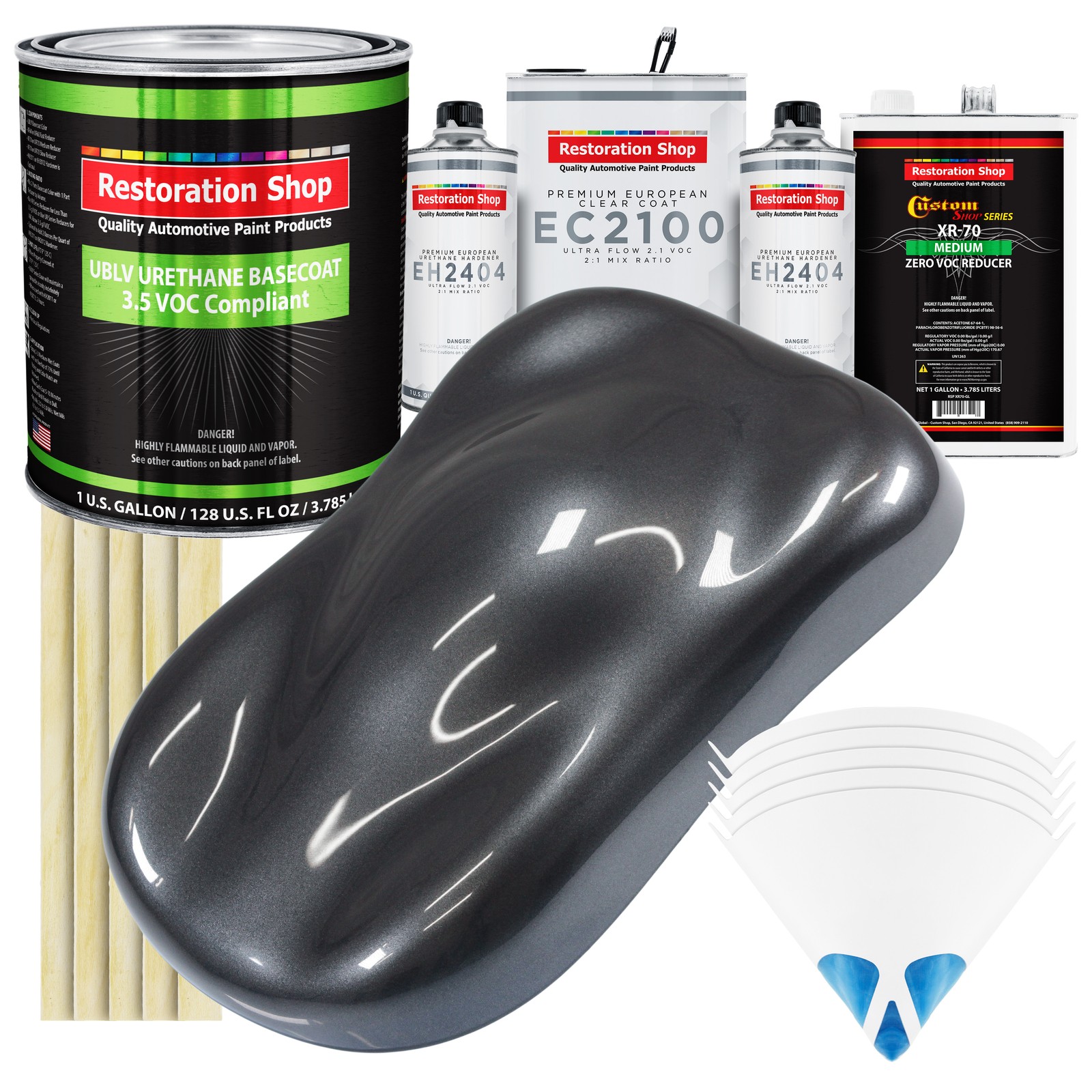 Gunmetal Grey Metallic Low VOC Urethane Paint Kit with Euro Clear Coat Gallon  