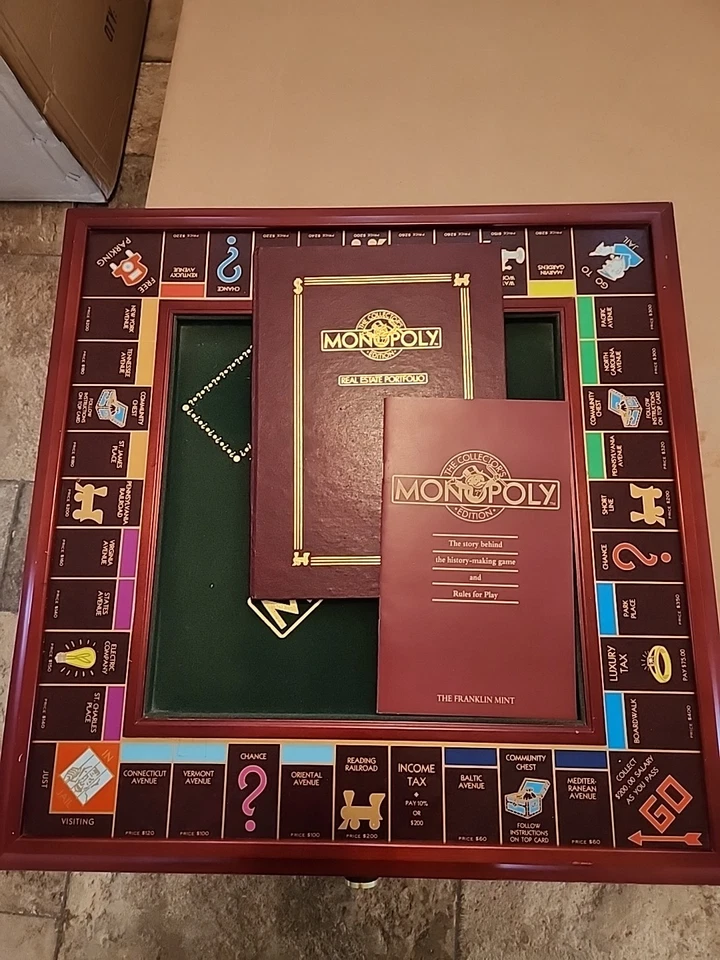 Juego de mesa Monopoly vintage Franklin Mint 1991 edición coleccionista con soporte Foto 2 de 4