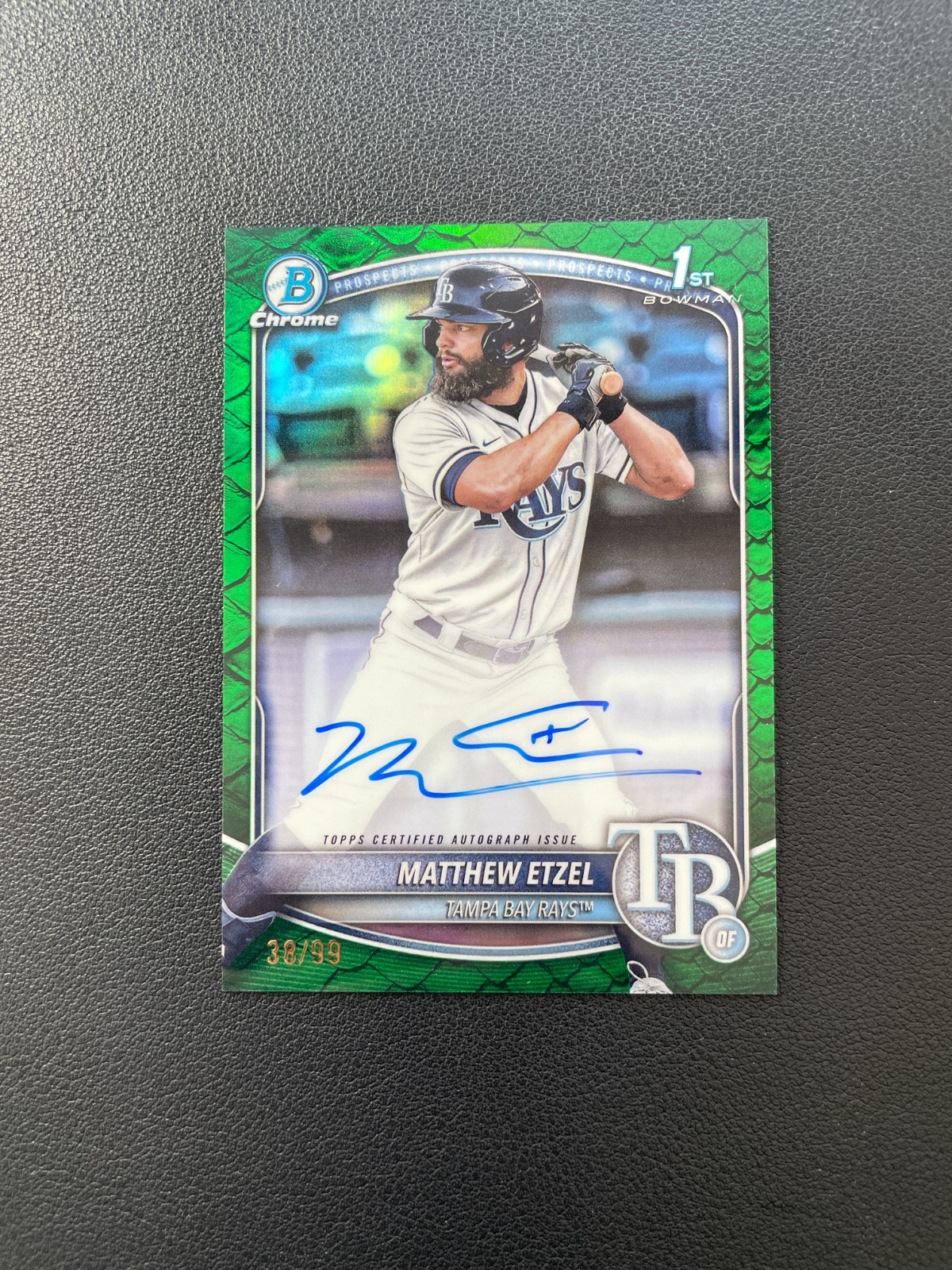 2025 Bowman Chrome #CPA-ME Matthew Etzel 1st Green Reptilian Auto 38/99 BJWAS