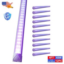 12 Pack LED UV Light Bar 4FT - 40W Black Light with US Plug for Christmas D cor