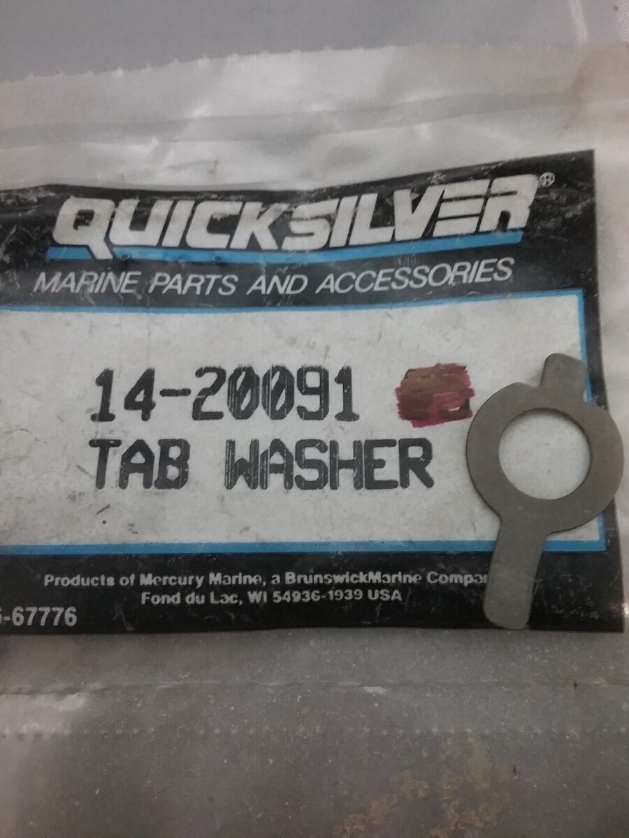 NEW QUICKSILVER 14-20091 QTY2 TAB WASHER Mercury, Mariner Outboard 45 50 80 90HP