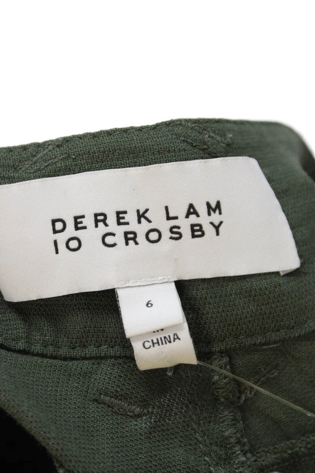 10 Pantalones cargo cónicos de tiro alto tachonados verdes talla 6 Crosby Derek Lam para mujer Foto 4 de 4