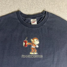 Vtg. Y2K I’m A Slow Learner Blind Skateboards Style Faded Blue Tee Men's Large