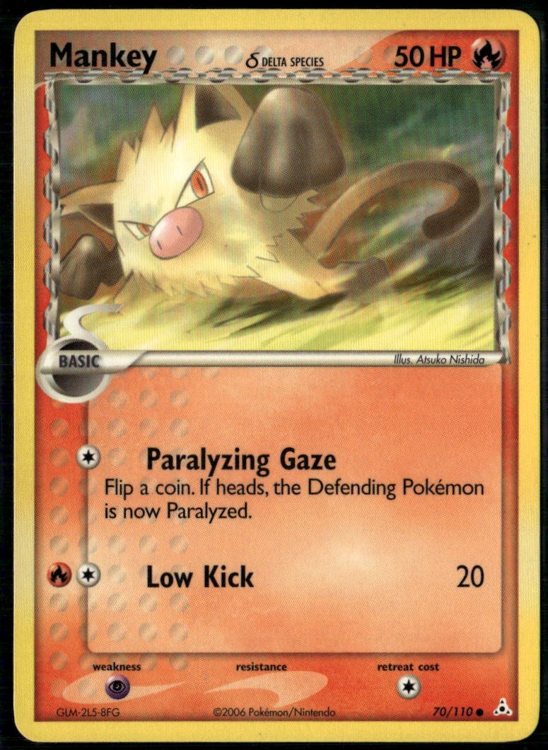 Mankey 70/110 Common Holon Phantoms LP Pokemon Card