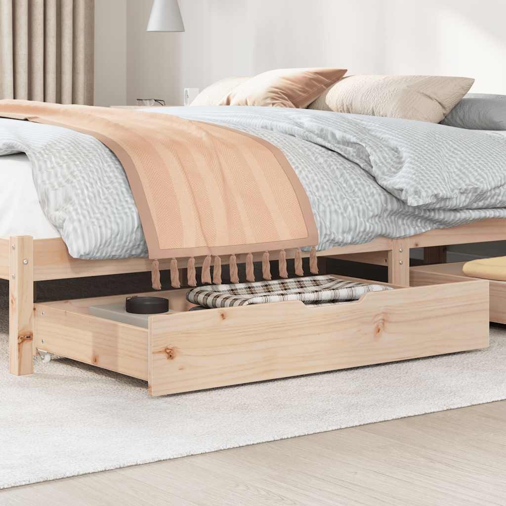 Set 2 Cassettoni Sottoletto Pino Massello 95x55x17 cm con Ruote