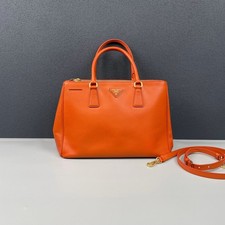 Prada Galleria Medium Saffiano Calfskin Leather Tote Bag Orange Gold Hardware