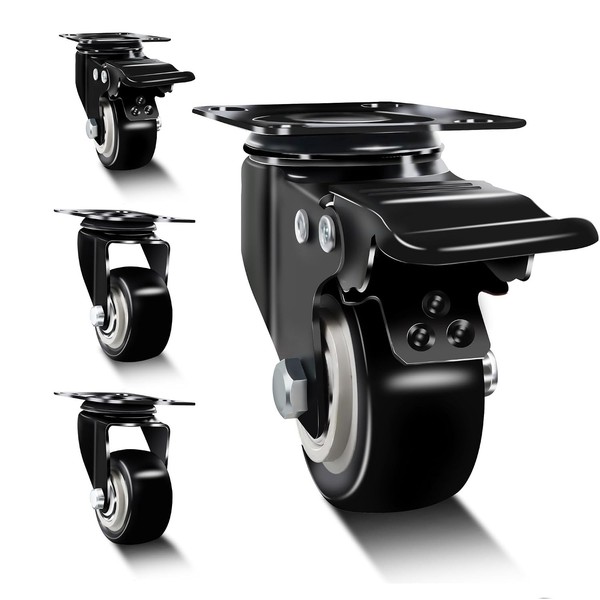 MöBelrollen Mit Bremse 50Mm Rollen FüR MöBel 320KG Transportrollen, Set Leise Sc-image