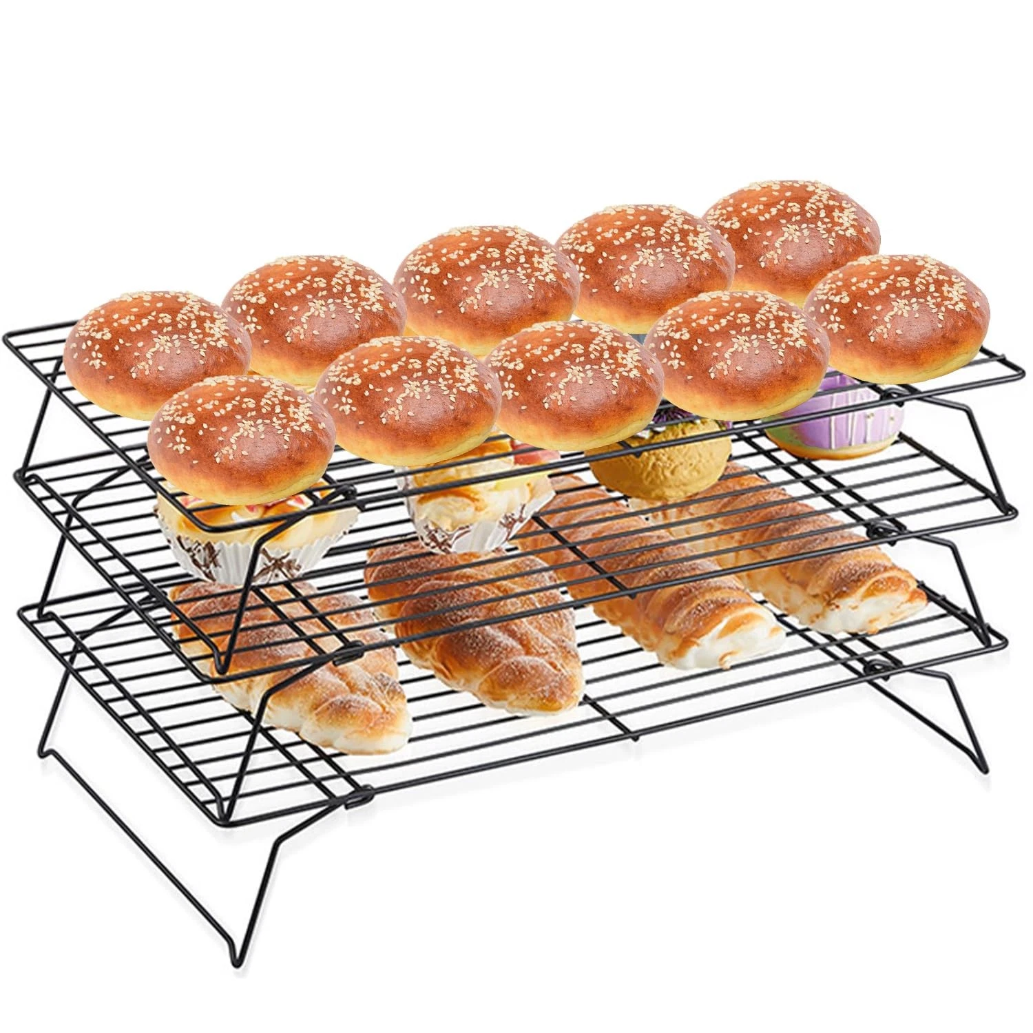 Cooling Rack, 1 Pack 3-Tier Stackable Cooling Rack Baking Rack For Oven Cooki...