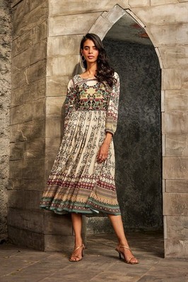 Bhanuni By Jyoti Women's Far Fields Dress 4 Beaded Midi Maxi Indian Peasant Boho