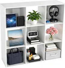Stackable 3-Tier Bookshelf, 9 Cubes - 36"x11.6"x36" White Storage Organizer