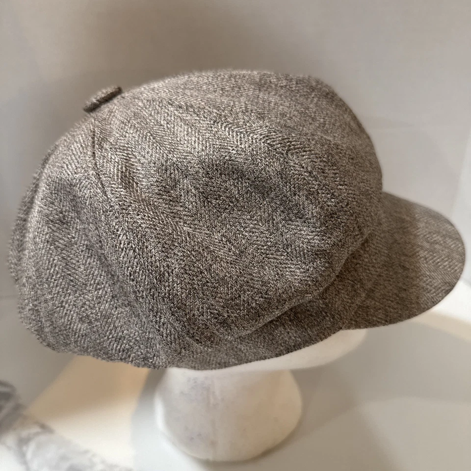 D&Y ElastaFit Tan and White Tweed Newsboy Cap Hat - Image 4 of 4