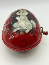 Vintage 1953 Mattel Tin Easter Bunny Egg Wind Up Music Box doesn't play 