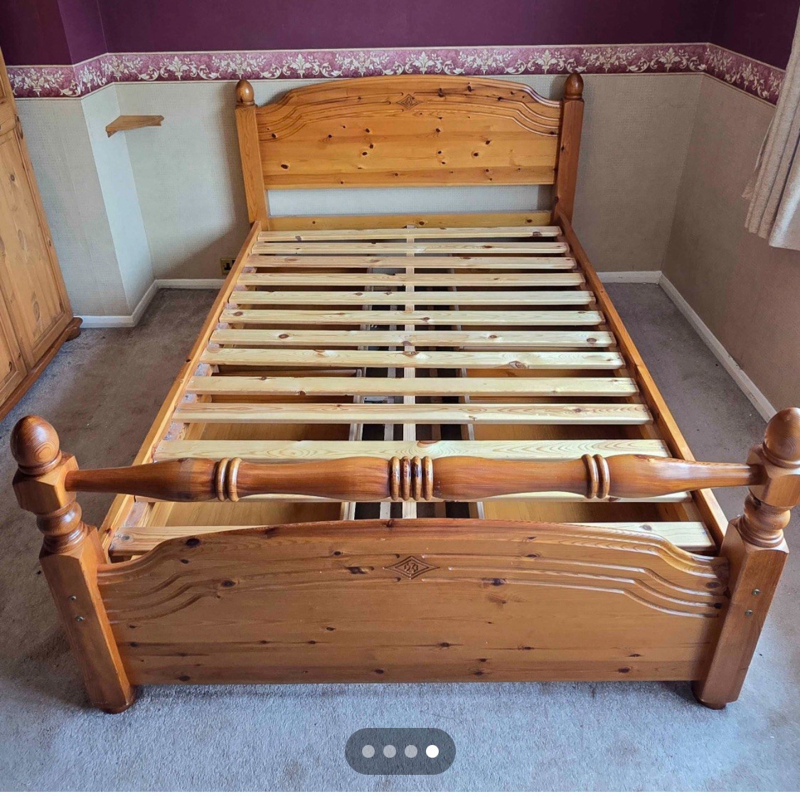 Solid Pine Double Bed Frame with 4 draws 
