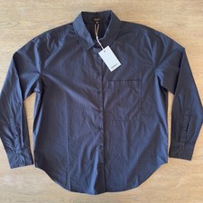 NEW Quince 100% Organic Cotton Poplin Long Sleeve Boyfriend Shirt-Women XS Black