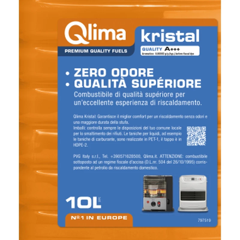 Combustibile Liquido Stufe QLIMA Kristal 10 Litri Paraffina Inodore Tanica A+++, fotografia 4 di 9