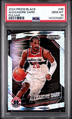 Rare PSA 10 2024-25 Prizm Black Alexandre Sarr Rookie #46 SILVER
