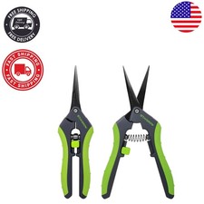 Ambidextrous 6.5" Garden Pruning Shears with Straight Curved Blades - 2 Pack