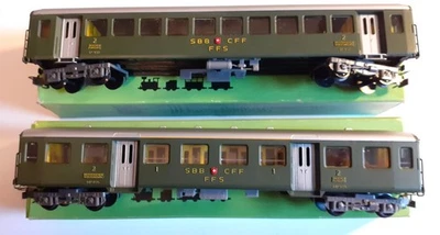 VINTAGE 'KLEINBAHN' 380/381 HO SCALE - SBB CFF FFS COACHES X TWO (VGC!) - Image 1 of 4