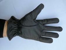 Mens Genuine Leather Driving Gloves Black Police Chauffeur Unlined Driver Gloves