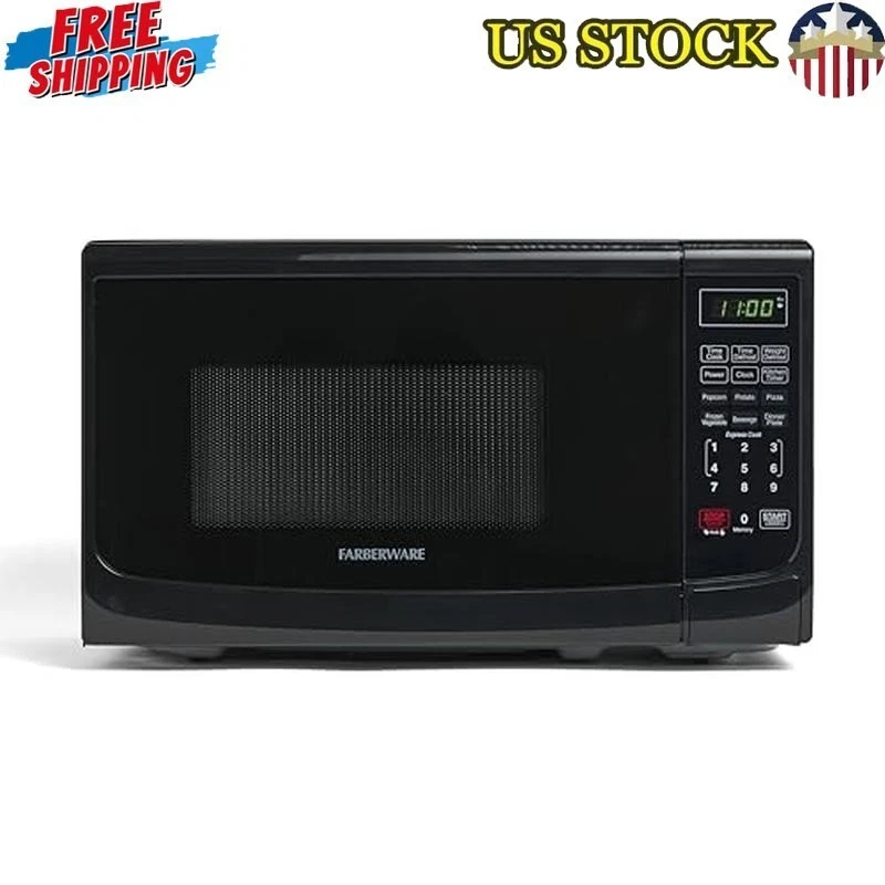 Compact Countertop Microwave Oven 700W LED Display Child Lock MultiStage Cooking
