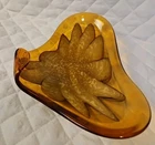 VINTAGE MURANO ART GLASS MID CENTURY AMBER &   WHITE BOWL 3X9X6.5 INCH VG