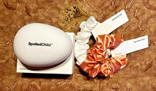 BRAND NEW! SET OF 2 SATIN SPOILED CHILD SCRUNCHIES AND POCKET STYLING BRUSH