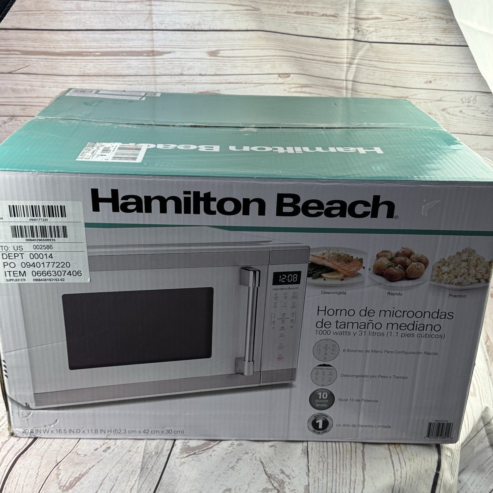 Hamilton Beach 1.1 Cu Ft Microwave Oven 1000W White Stainless Countertop