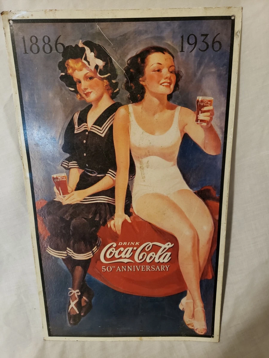 Coca-Cola Vintage 50th Anniversary 1886-1936 Anniversary Tin Sign