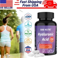 Hyaluronic Acid Supplements 250mg 240 Capsules for Skin Hydration Hair, Nail Eye