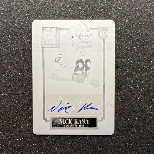 2013 Elite Nick Kasa #173 Rookie AUTO 1/1 - BLACK PRINTING PLATE - NFL RAIDERS