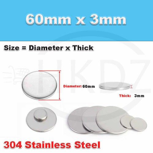 Stainless Steel Blank Round Disc 304 Grade Metal Sheet Plate Ø6-80mm Thick 1-5mm - Picture 214 of 240