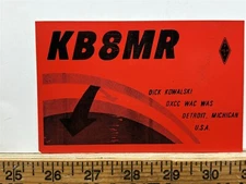 1981 Dick Kowalski Detroit Michigan KB8MR Vintage QSL Radio Card