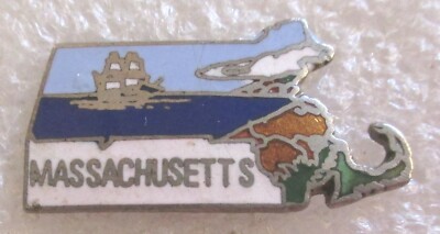 Vintage State of Massachusetts Map Tourist Travel Souvenir Collector Pin MAFCO