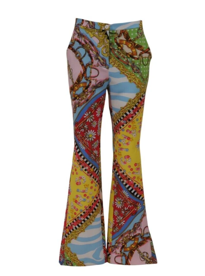Boutique Moschino Womens Sky Flare Pants Size US 8 Trousers Wide Leg Red Pink
