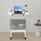 Rolling Laptop Desk Office Computer Table Adjustable Height Stand up w/ Storage