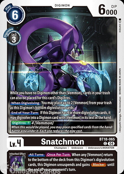 BT18-065 Snatchmon : Common Digimon Card : BT18-19: Special Booster Ver.2.0