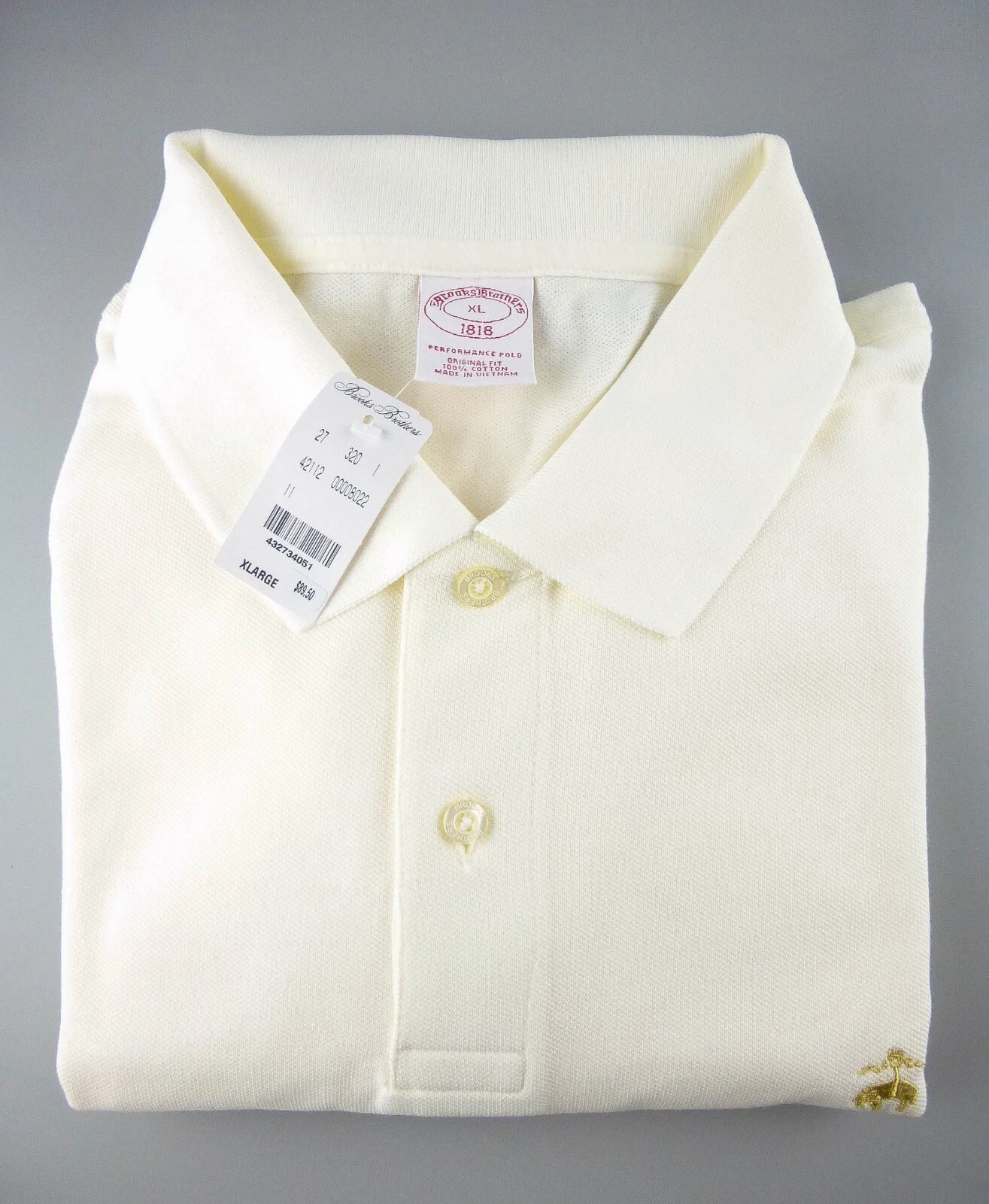 BROOKS BROTHERS POLO SHIRT 1818 Men's ORIGINAL Fit Off White 2XL - XXL New $89
