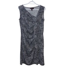 Dana Buchman Woman's Ruffle Sheath Animal Leopard Print Midi Dress Size Medium