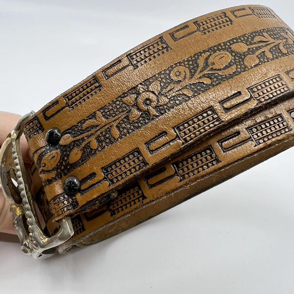 Cinturón de vaquero occidental de cuero de timón de colección BULL LONGHORN FABIL para niños años 60 28 Foto 4 de 4