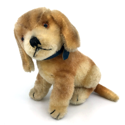 Steiff Bazi Dachshund Dog 1960s sitting 17cm 7in Mohair Plush no