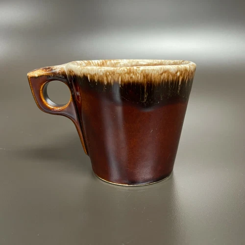 Vintage Hull Pottery Brown Drip Coffee Mug Cup Oven Proof USA 3 1/2" High