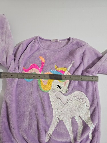 Girl’s H&M Reverse Sequin Unicorn Purple Lilac Velour Sweater Size 8-10years - Picture 6 of 8