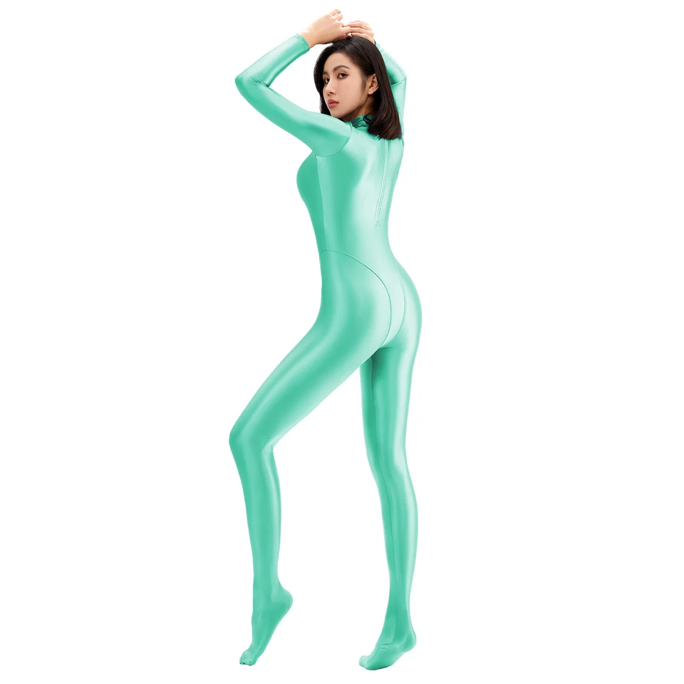 AMORESY Athena Women's Shiny Jumpsuits Overalls Bodysuit Catsuit Yoga Zentai - Image 3 of 4