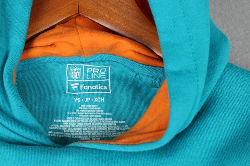 Fanatics Miami Dolphins Logo Hoodie Youth Size Small NFL Pullover Pro Line - Picture 3 of 9