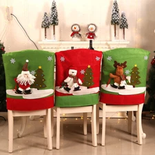 22“x19“ Christmas Chair Cover Home Dining Room Decor Party Reinder Santa Snowman