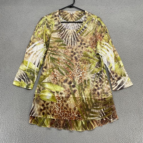 Jess & Jane Top Womens XL Animal Print Artsy Made in USA Tropical Leopard