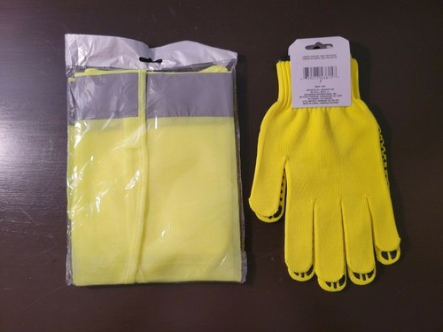 Set of Reflective Safety Vest Large & Safety Gloves One Size Fits Most (NEW) - Picture 2 of 5