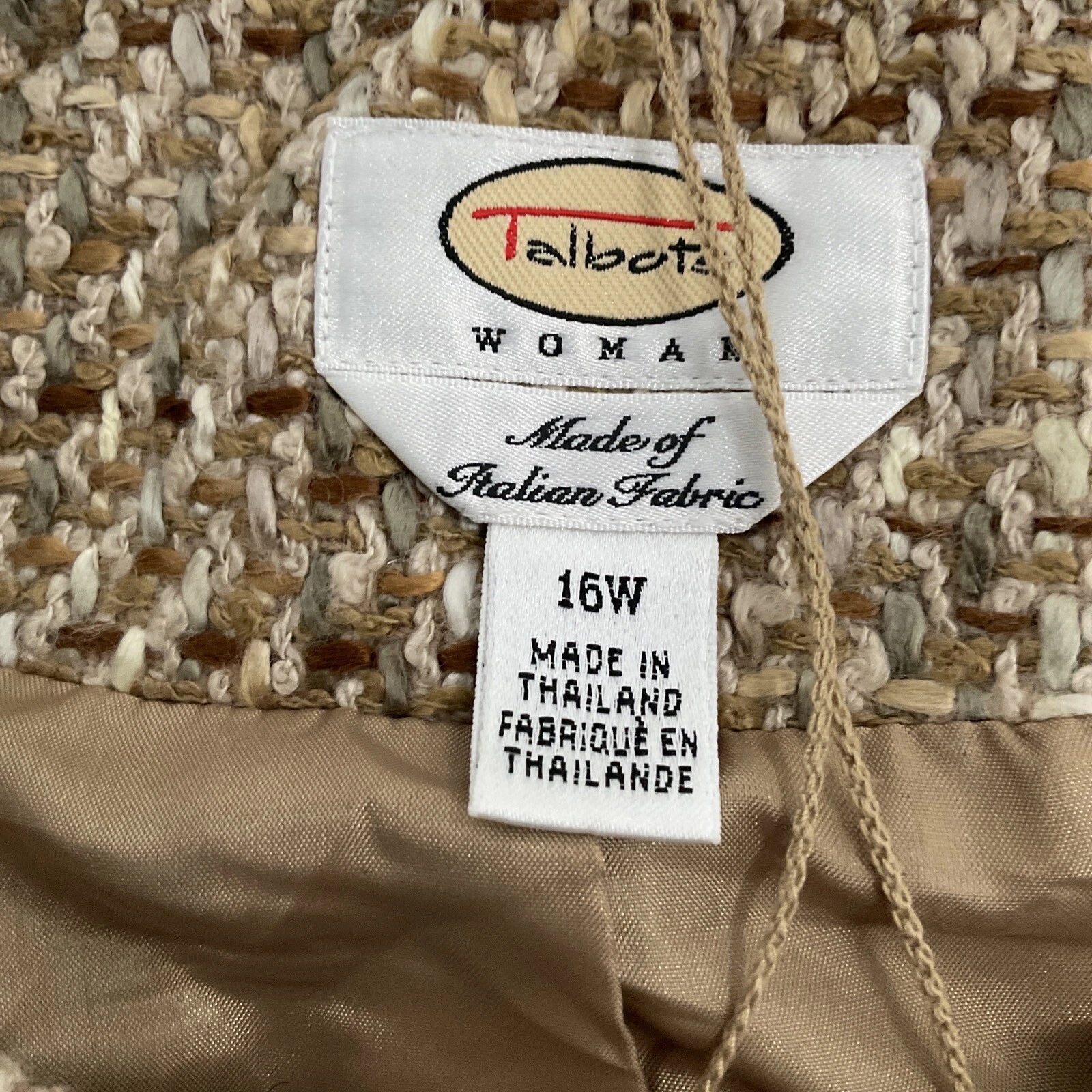 CHANEL Giacca tweed Talbots cappotto senza colletto donna 16W tessuto italiano con sciarpa combinata