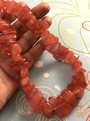 Sterling Silver Strawberry Quartz Chunky Necklace 130 GRams 17-18.5''